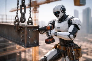 robots trabajando en la construcción